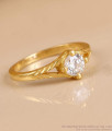 Light Weight Gold Polish White Stone Ring For Women FR1763