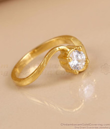 Stylish Office Wear White Stone Gold Ring For Women FR1764