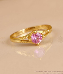 Classic Pink Stone Daily Wear Gold Imitation Finger Ring Online FR1765