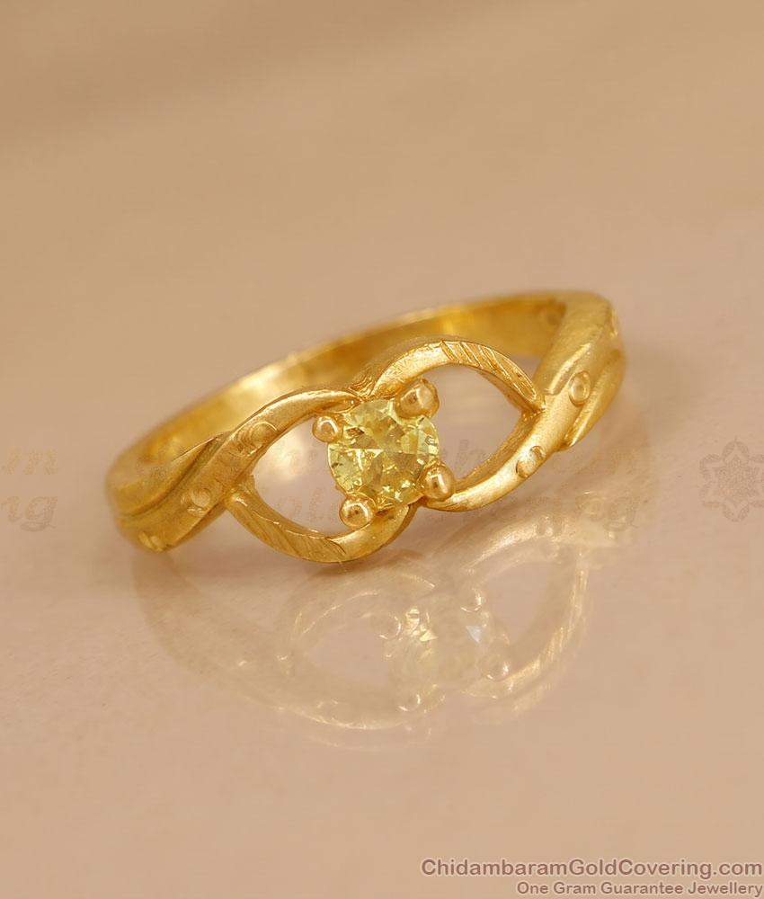 Infinity Design Yellow Diamond Stone Gold Imitation Ring For Brides FR1766