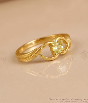 Infinity Design Yellow Diamond Stone Gold Imitation Ring For Brides FR1766