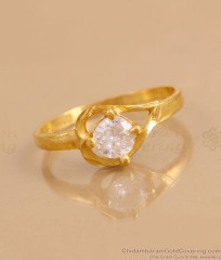 Heart Shaped White Stone Gold Plated Ring At Affordable Price FR1767
