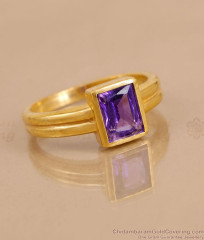 Premium Quality Amethyst Stone Gold Imitation Ring Shop Online FR1769