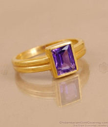 Premium Quality Amethyst Stone Gold Imitation Ring Shop Online FR1769