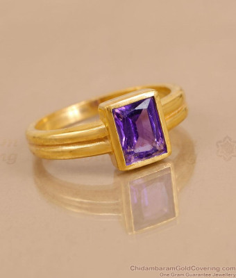 Premium Quality Amethyst Stone Gold Imitation Ring Shop Online FR1769