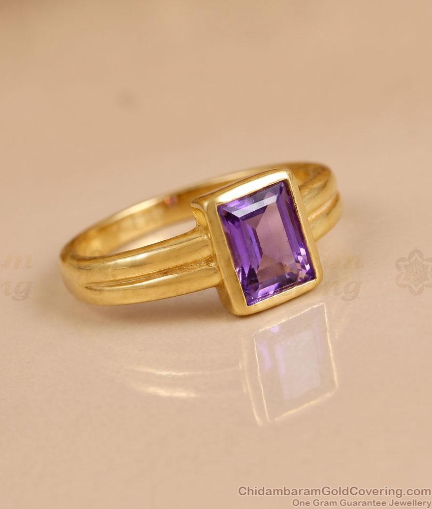 Premium Quality Amethyst Stone Gold Imitation Ring Shop Online FR1769