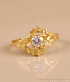 Classic Carved Wave Single Stone Gold Plated Ring For Women FR1770