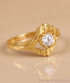 Classic Carved Wave Single Stone Gold Plated Ring For Women FR1770