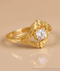 Classic Carved Wave Single Stone Gold Plated Ring For Women FR1770 Classic Carved Wave Single Stone Gold Plated Ring For Women FR1770