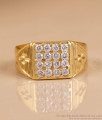Multi-Stone Square Signet Gold Plated Mens Ring FR1773