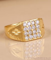 Multi-Stone Square Signet Gold Plated Mens Ring FR1773