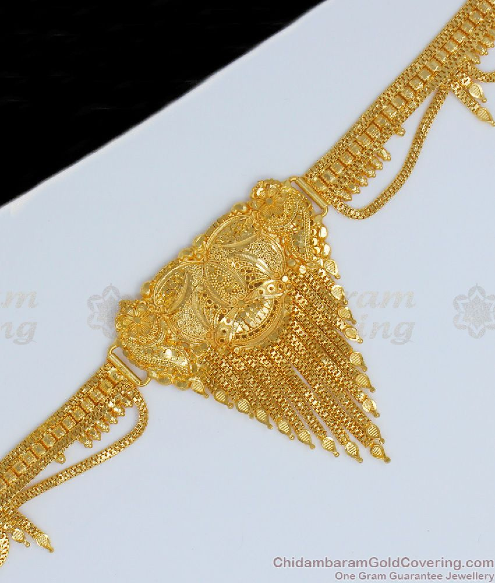 Glittering Plain Gold Forming Design Hip Belt Kamarband South Indian