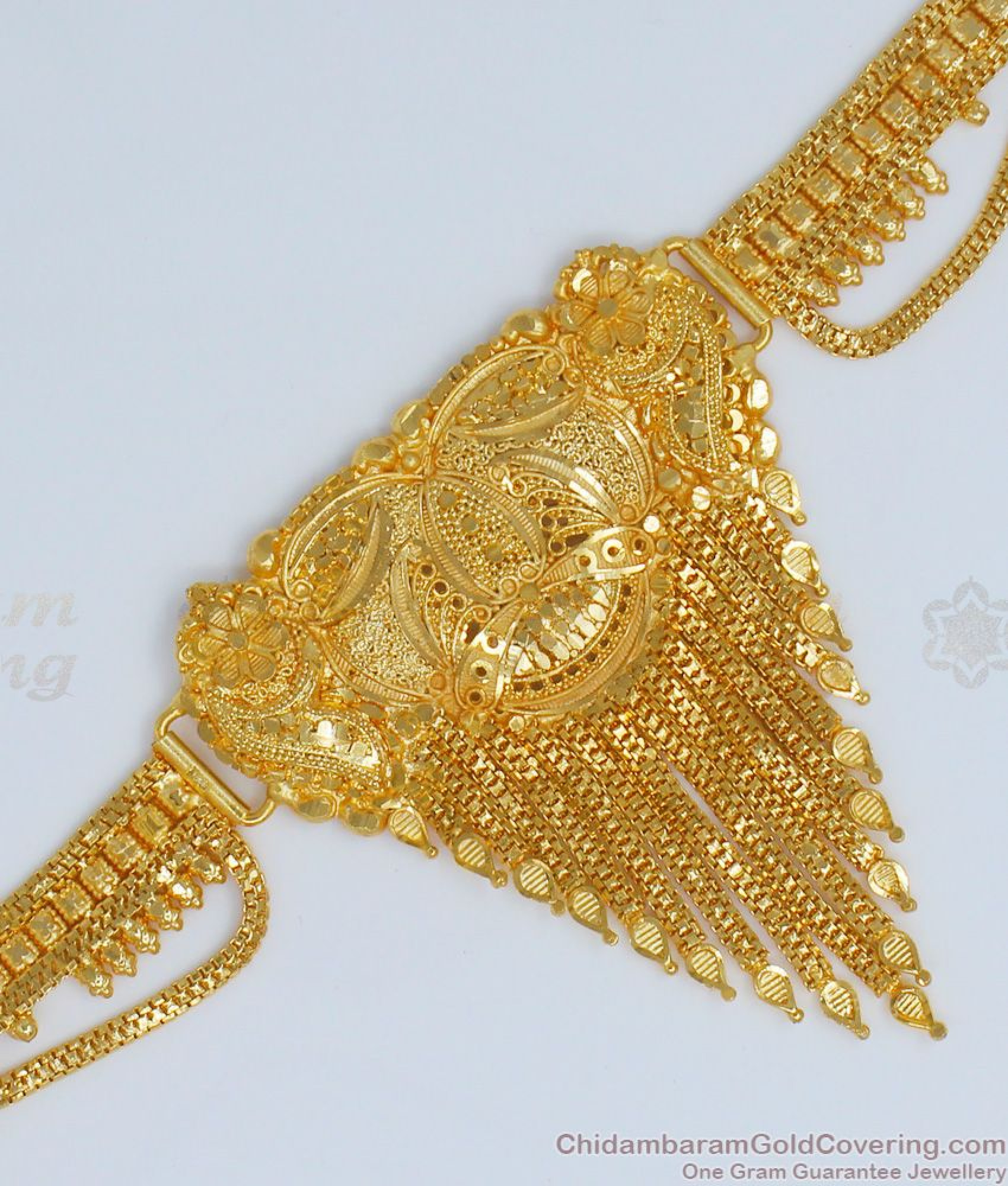 Glittering Plain Gold Forming Design Hip Belt Kamarband South Indian