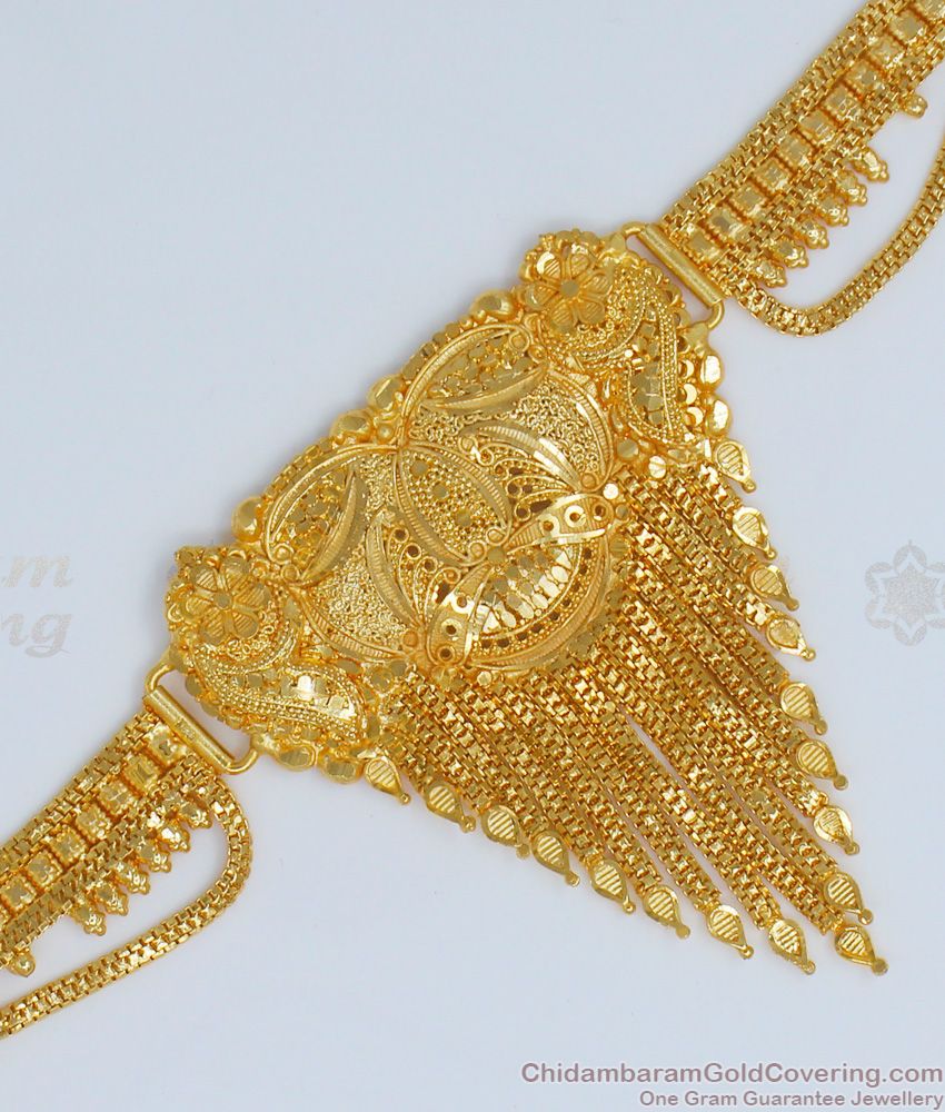 Glittering Plain Gold Forming Design Hip Belt Kamarband South Indian Jewelry HC1005