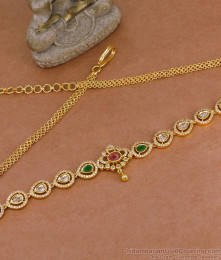 Buy Traditional Gold Plated Cz Stone Hip Chain For Bridal Wear HC1049