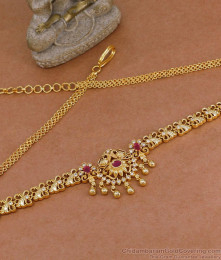 Classic Ad Ruby Stone Gold Imitation Ottiyanam Peacock Design HC1051