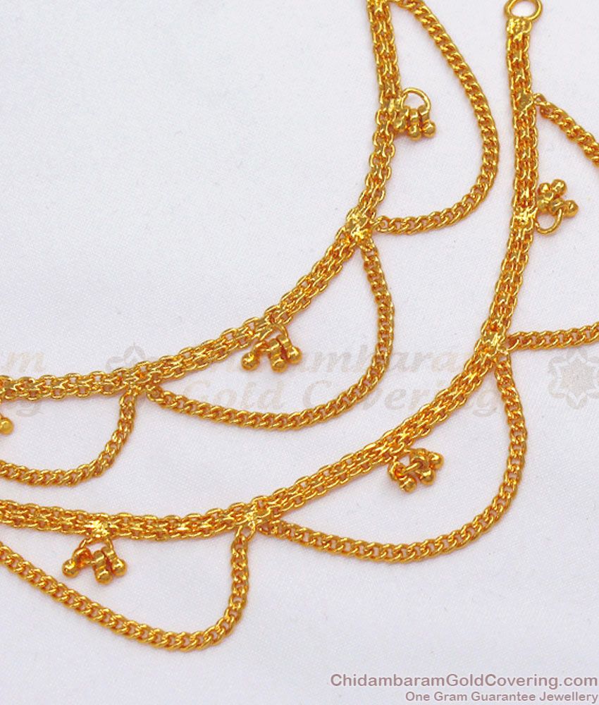 Gold Plated Matilu Hair Ornament Design Two Line Bridal Jewelry MATT105