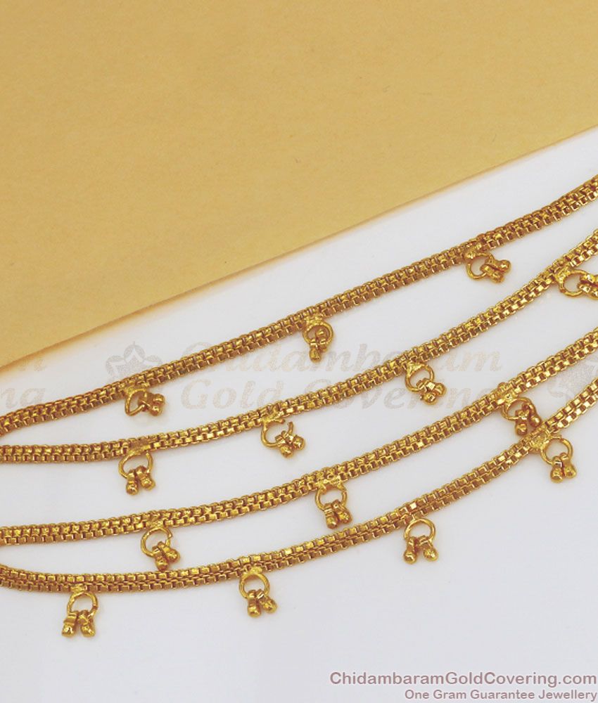 Two Line Gold Plated Mattal With Hanging Beads MATT117