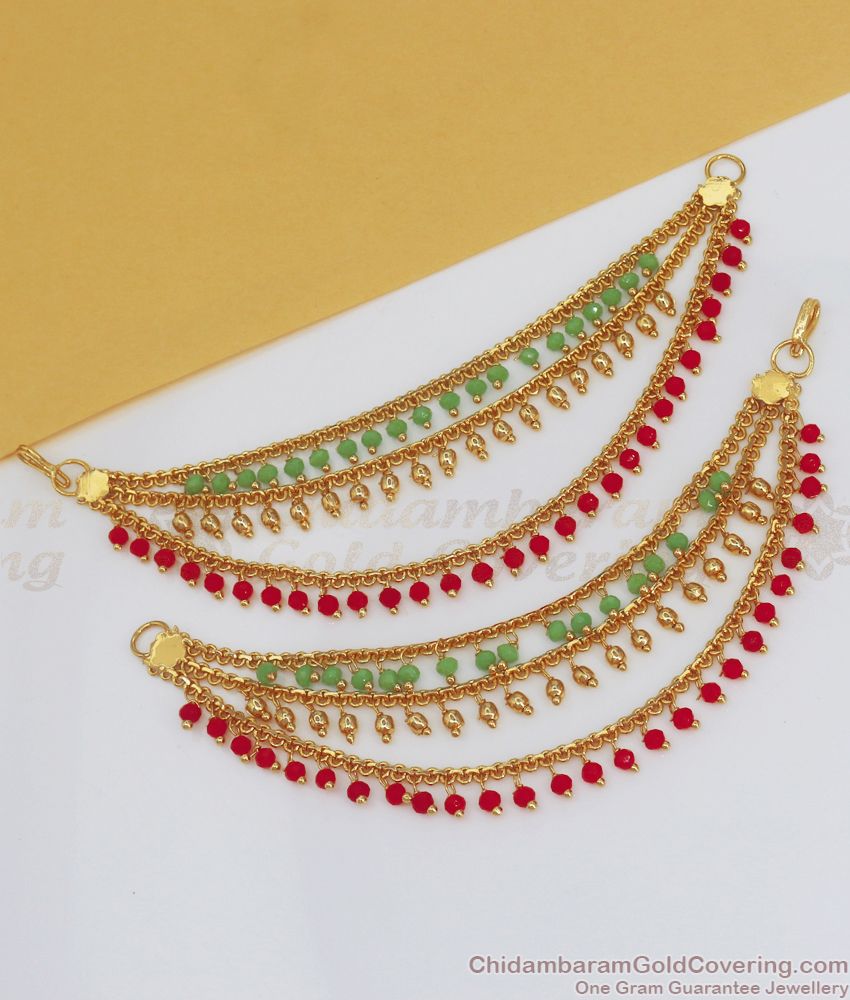 Stylish Gold Plated Mattal 3 Line Coral Stone Matilu Design MATT125