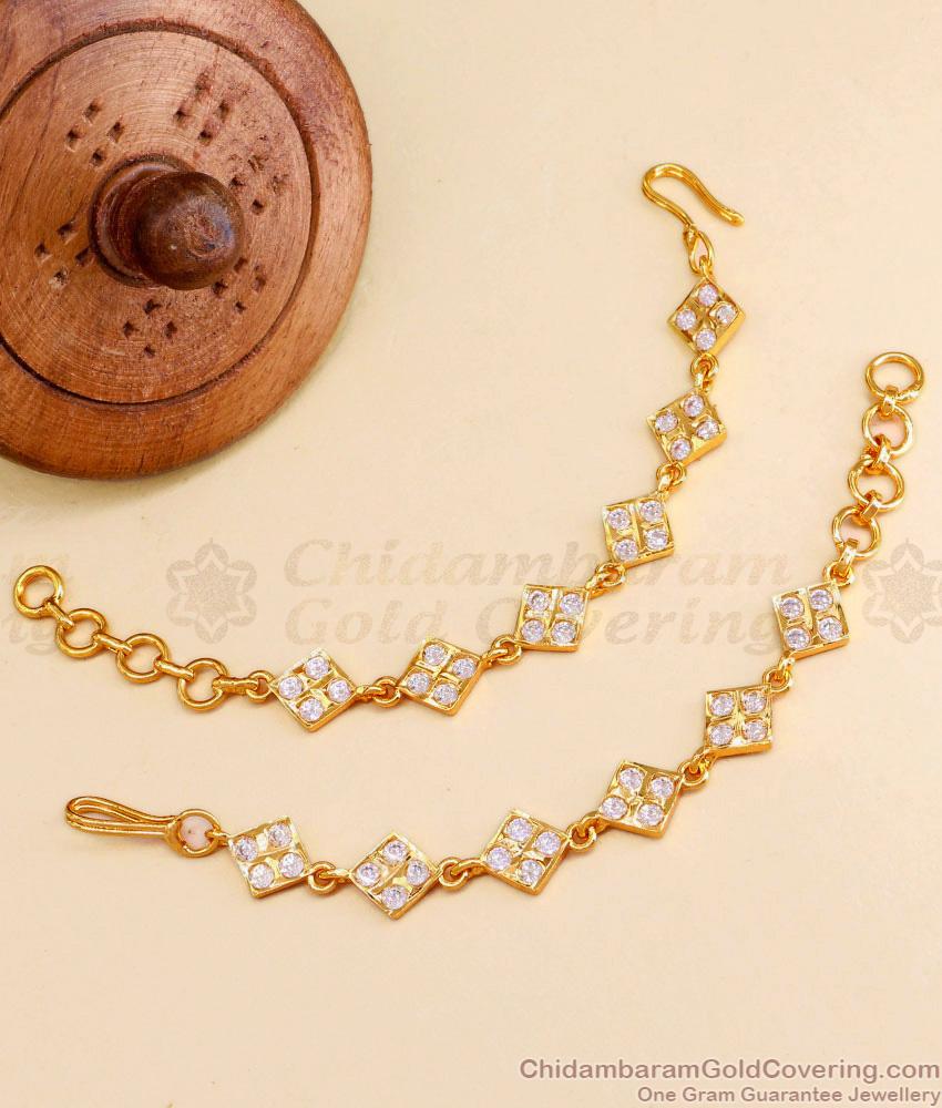 Premium White Stone Impon Ear Chain Gold Plated Mattal MATT179 Premium White Stone Impon Ear Chain Gold Plated Mattal MATT179