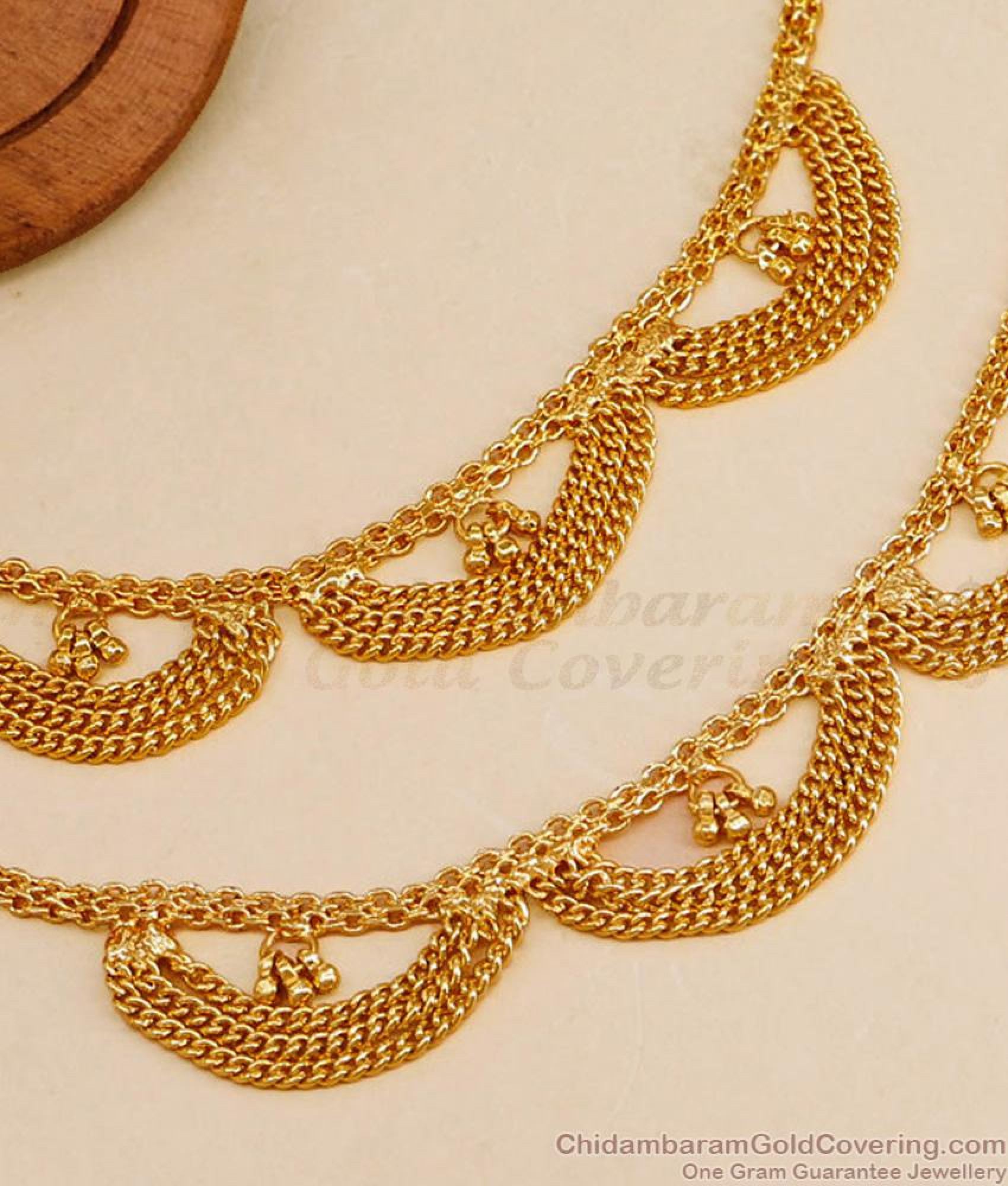 Ear Matty Stylish 3 Line Gold Imitation Bridal Ear Chain Maatal Design MATT185