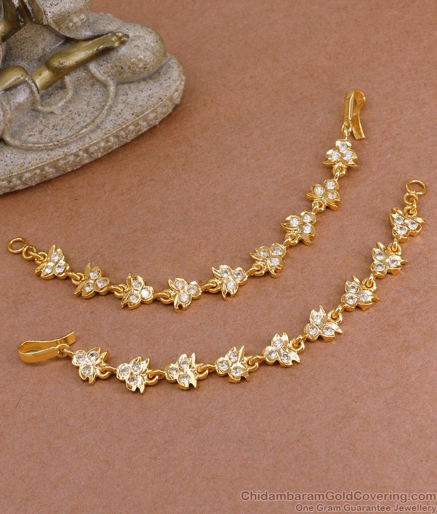 Latest White Stone Impon Ear Maatal For Bridal Wear Online MATT190 Latest White Stone Impon Ear Maatal For Bridal Wear Online MATT190