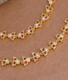 Beautiful Impon Ruby Pearl Stone Mattal 5 Metal Bridal Jewelry Online MATT203