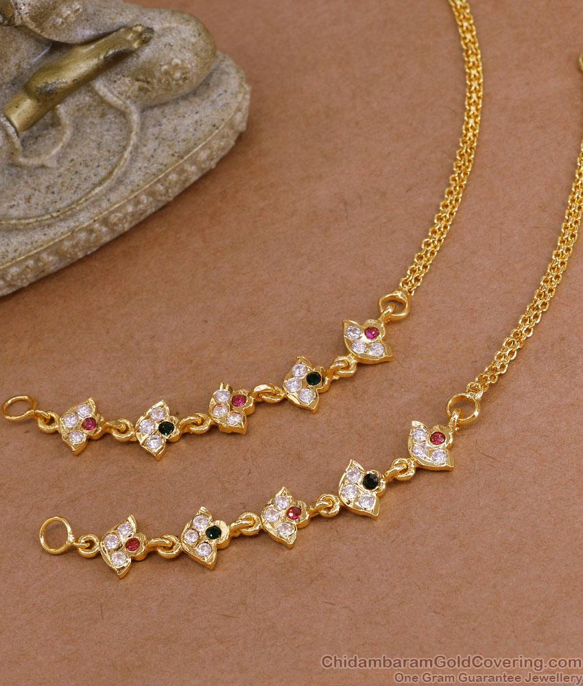 5 Metal Impon Earring Mattal Floral Design Ear Chains MATT206