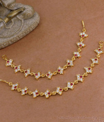 Elegant Ruby White Stone Five Metal Ear Kanchain For Women MATT210