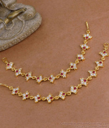 Elegant Ruby White Stone Five Metal Ear Kanchain For Women MATT210