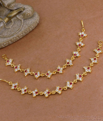 Elegant Ruby White Stone Five Metal Ear Kanchain For Women MATT210