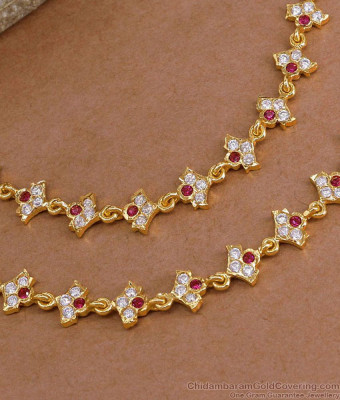 Elegant Ruby White Stone Five Metal Ear Kanchain For Women MATT210