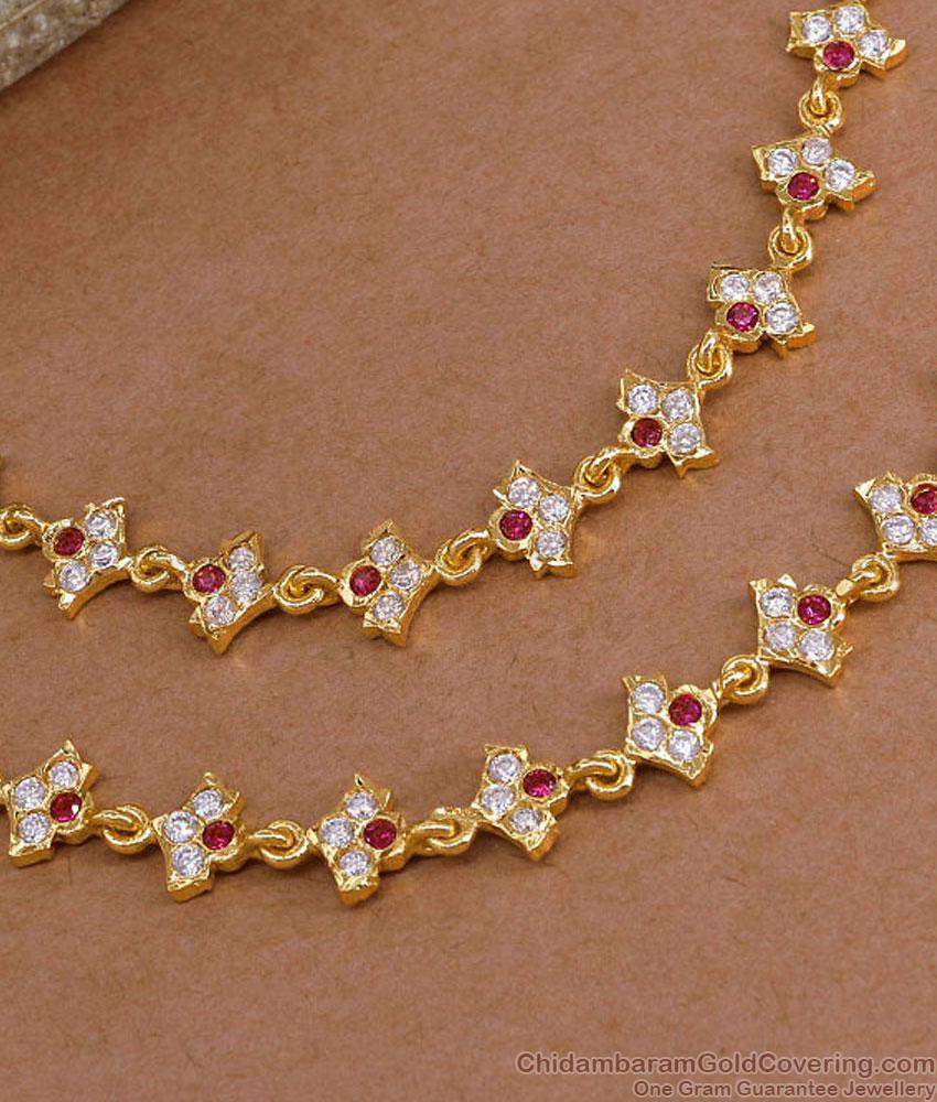 Elegant Ruby White Stone Five Metal Ear Kanchain For Women MATT210 Elegant Ruby White Stone Five Metal Ear Kanchain For Women MATT210