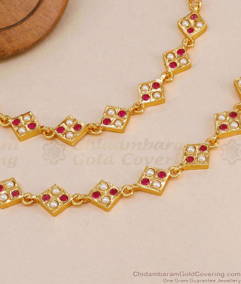 New Arrival Ruby Stone Impon Gold Finish Matilu Pearl Jewelry MATT221