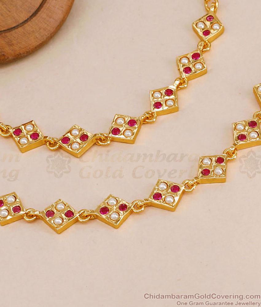 New Arrival Ruby Stone Impon Gold Finish Matilu Pearl Jewelry MATT221 New Arrival Ruby Stone Impon Gold Finish Matilu Pearl Jewelry MATT221