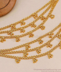 High Quality Three Line Micro Gold Plated Chain Mattal Hanging Beads Design MATT225