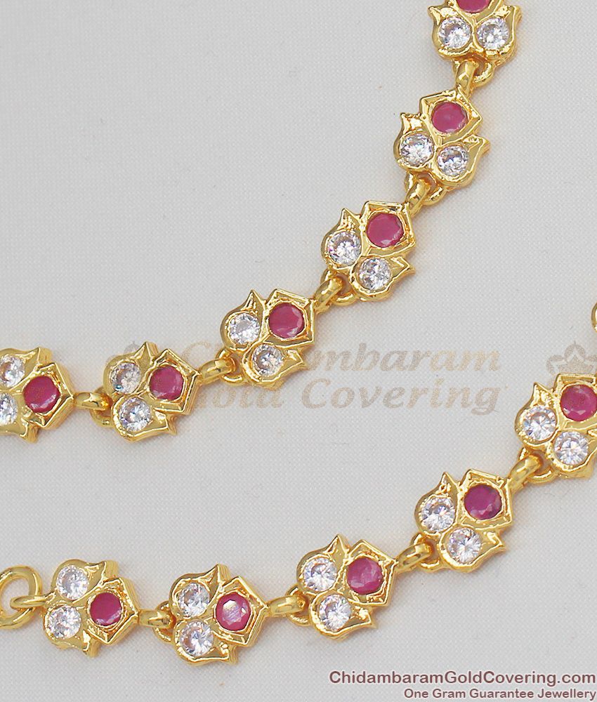 Hot Selling Impon AD Ruby Stone Real Gold Suthu Matilu Hair Ornament MATT30