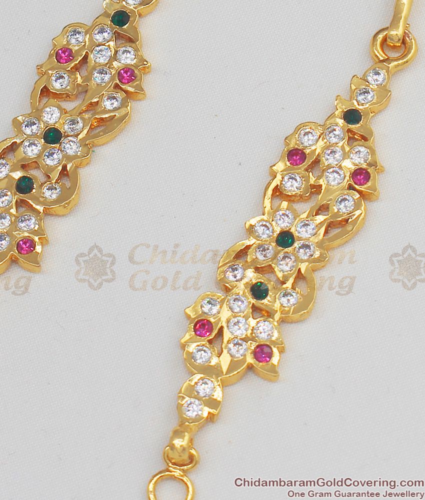 Traditional Impon Multi Color Stone Gold Short Straight Maatal Bridal Jewelry MATT31