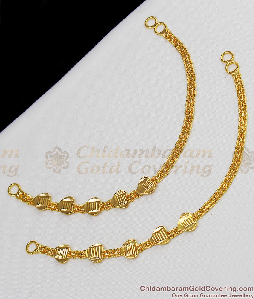 Fascinating Pure Gold Heart Design Traditional Maatal Hair Ornament Chain MATT36