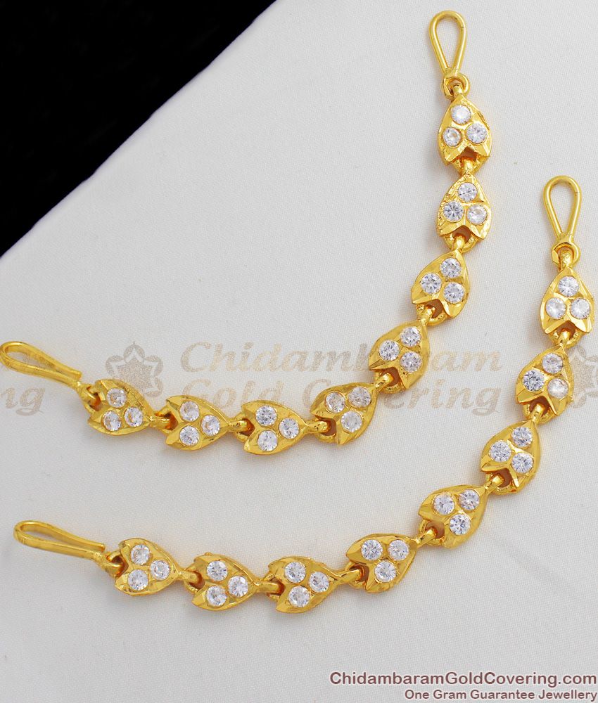 Traditional Impon Pure Gold Maatal With White Stones Bridal Design Hair Jewelry MATT38