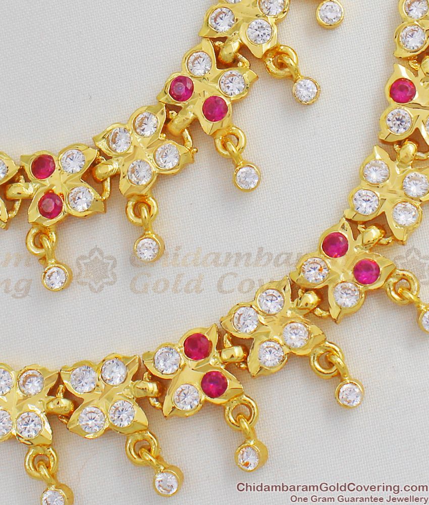 Butterfly Design Grand AD Ruby Stone Impon Gold Maatal Bridal Jewelry Collection MATT39