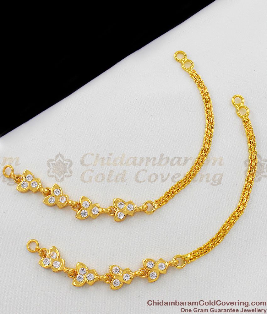 Gold Impon Matilu With White Stones Traditional Hair Ornament For Brides MATT43