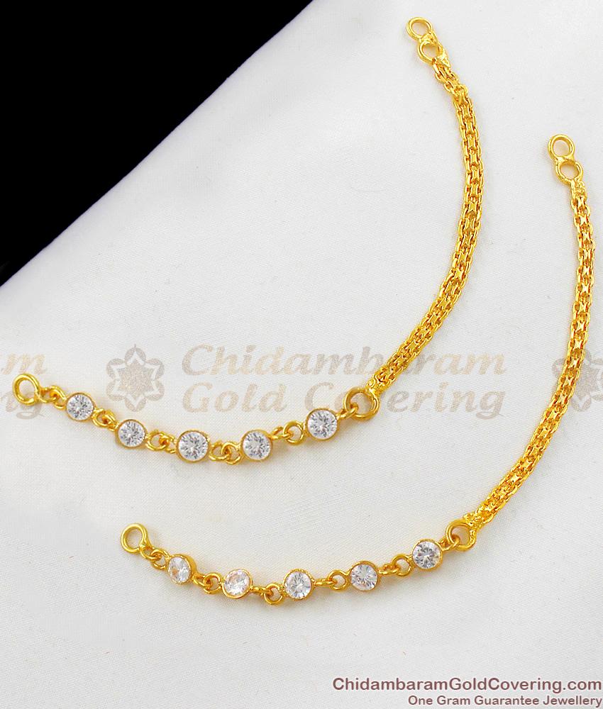 One gram Gold White Stones Chain Suthu Maatal Collections for Bridal Functions MATT48