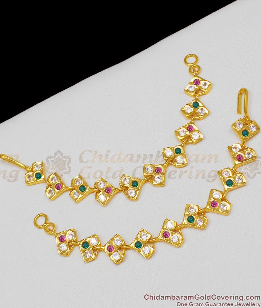 Real Gold Design MultiStone Impon Maattal Jewelry For Ladies Bridal Functions MATT49