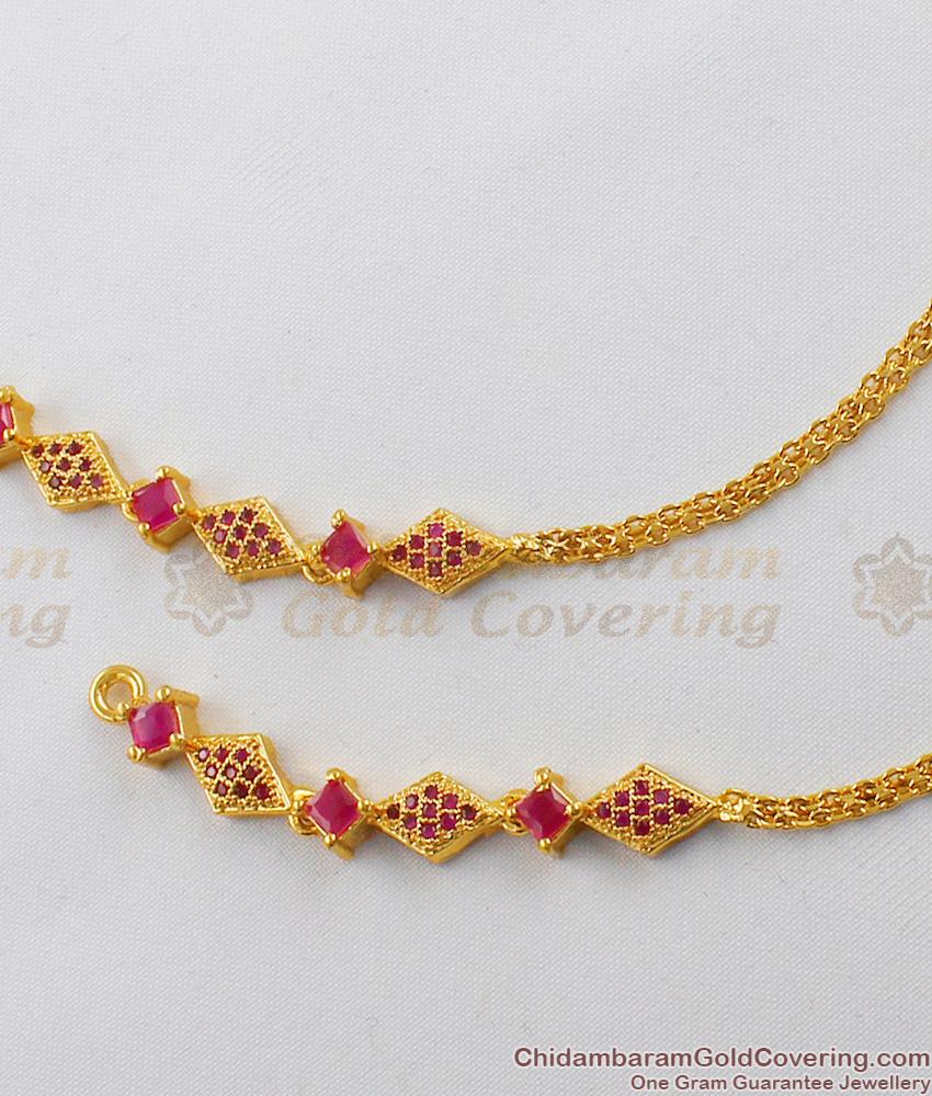 Full Ruby Set Gold Chain Suthu Maatal Collections for Bridal Functions MATT51