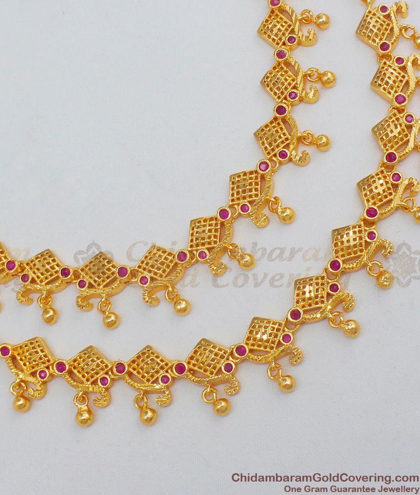 Real Gold Bridal Design Maatal With Attractive Ruby Stones For Ladies MATT62