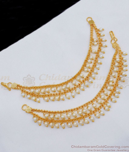 Elegant Gold Maatal Design With White Pearls Two Line Hair Chain Buy Online  MATT69