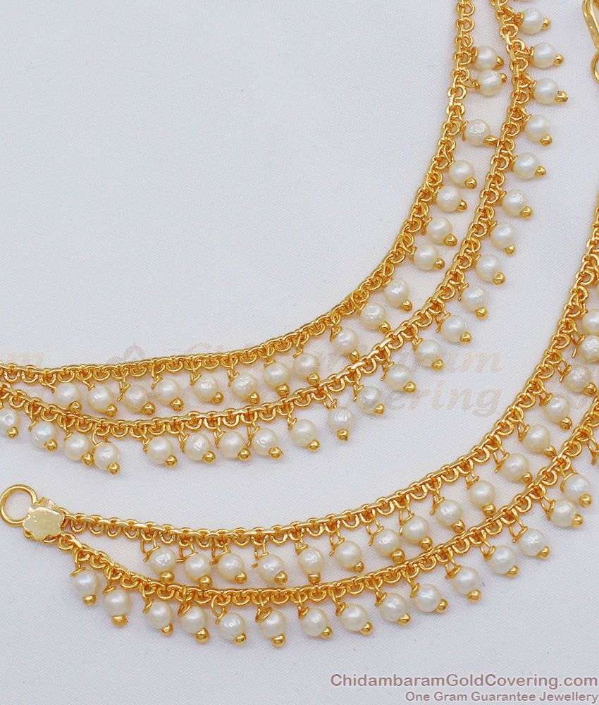 Elegant Gold Maatal Design With White Pearls Two Line Hair Chain Buy Online MATT69 Elegant Gold Maatal Design With White Pearls Two Line Hair Chain Buy Online MATT69