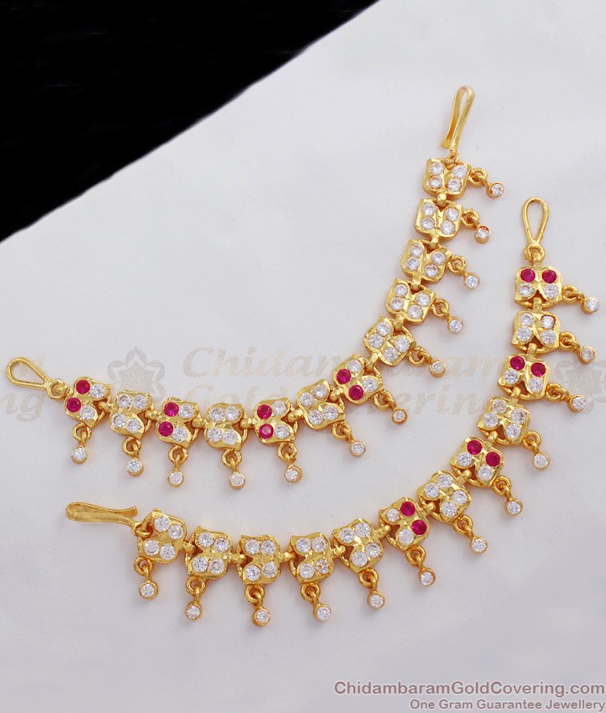Buy Traditional Matilu Gold Design Grand AD Stone Impon Hair Chain Bridal Wear MATT71