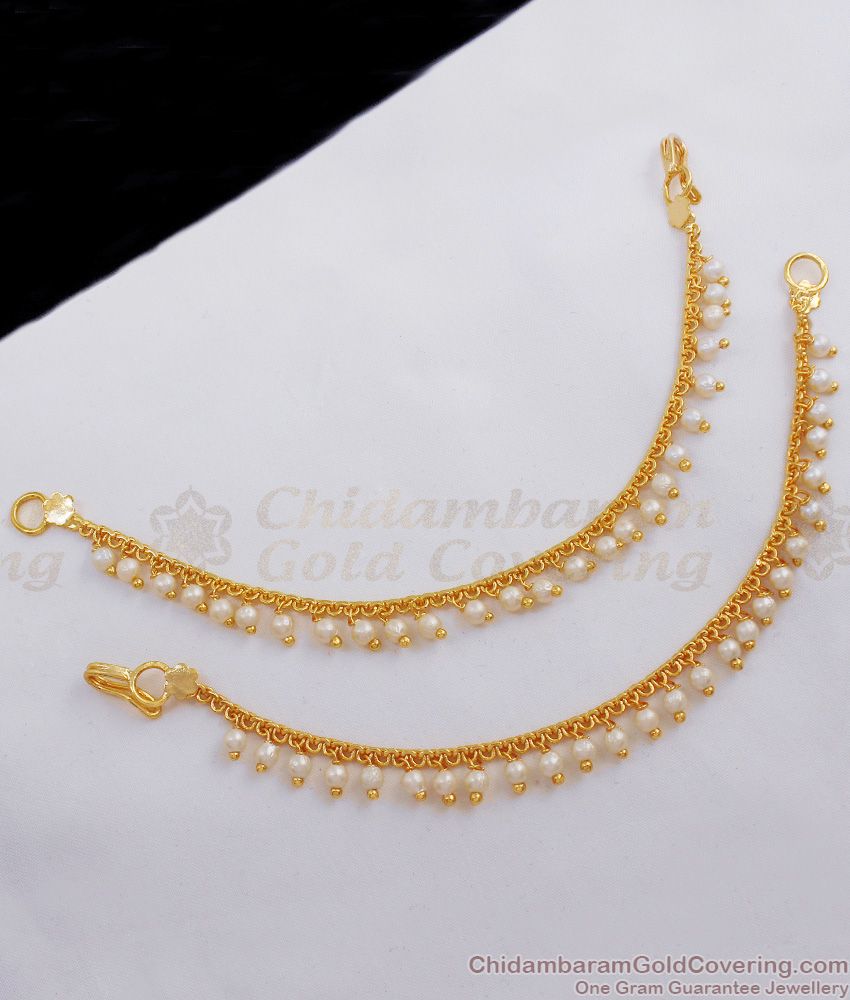 Single Layer Gold Maatal Design With White Pearls Hair Chain Buy Online MATT74